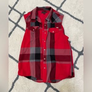 Mens Guess plaid cutoff shirt
